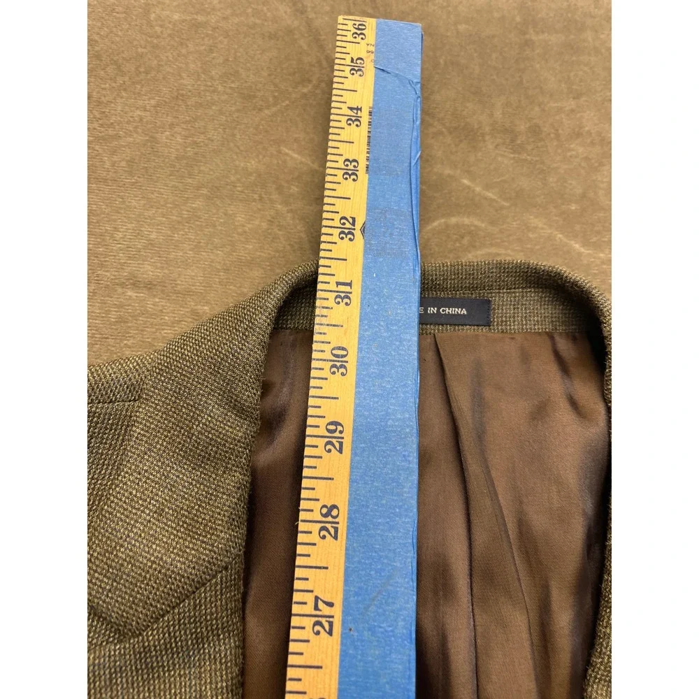 Ralph Lauren Men 46R Blazer Brown Blue Check Wool Sport Coat Dillards 46 Regular